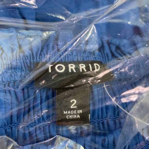 Torrid NWT Smocked Tiered Midi Dress Poplin Blue Size 2X Sleeveless Ruffle Strap - Picture 7 of 7